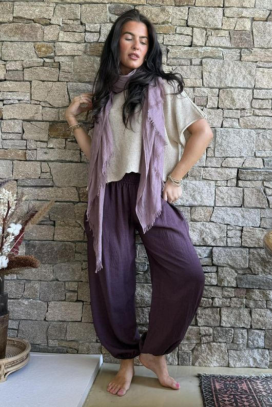 Basso Shirring Balloon Pant Deep Damson